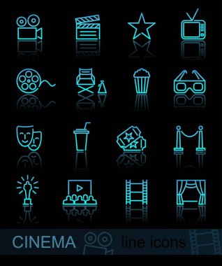 Sinema basit bir Set vektör hat simgeleri ile ilgili