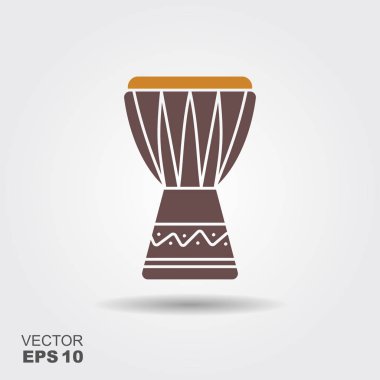 Afrika müziği enstrüman simgesi. Vektör çizim. Djembe, dunumba davul tam tam