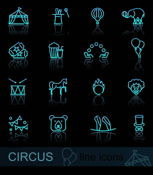 Iconos Circo Estilo Lineal Con Reflejo — Archivo Imágenes Vectoriales