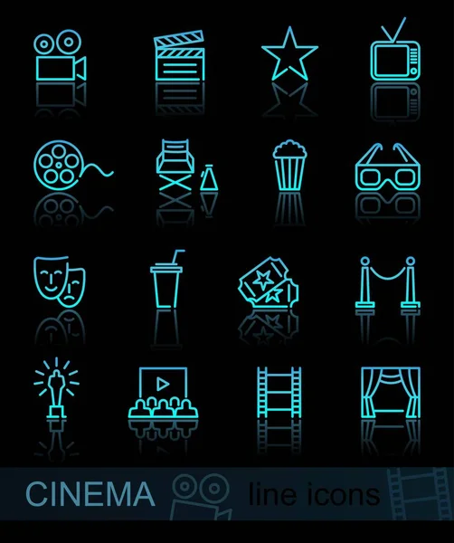 Conjunto Simple Iconos Línea Vectorial Relacionados Con Cine — Vector de stock