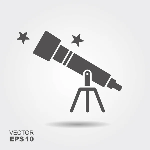 Teleskop Flache Ikone Bildung Und Astronomie Element Spionaglas Und Studiensterne — Stockvektor