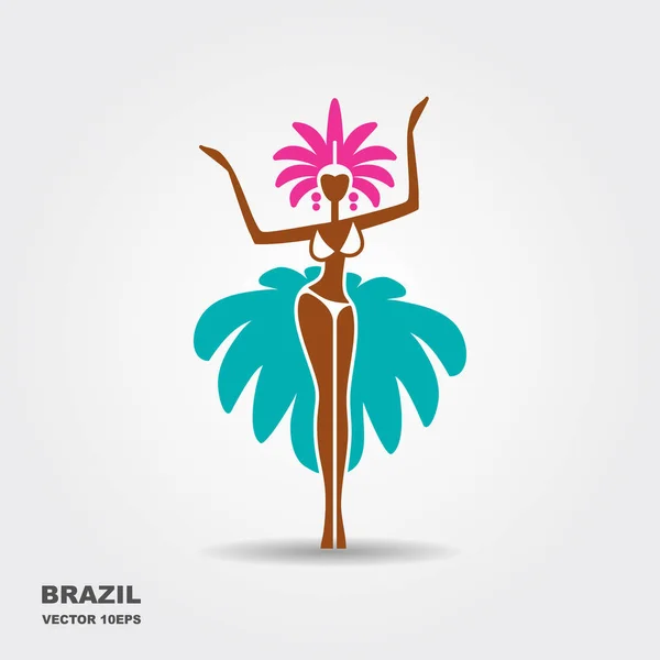 ブラジルのカーニバル ダンサー ベクトル アイコン — ストックベクタ