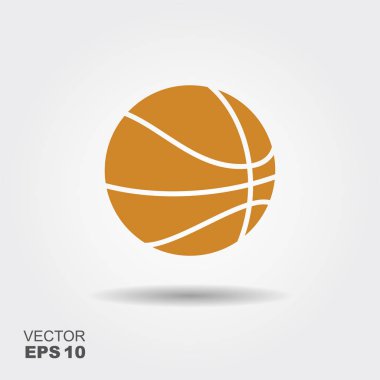 Basketbol topu gölge ile. Düz simge vektör logosu