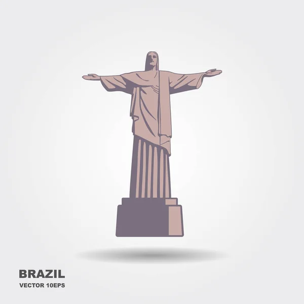 ブラジル ジャネイロのコルコバードのキリスト像 ブラジルの国家の宗教的なランドマーク 様式化されたアイコン — ストックベクタ