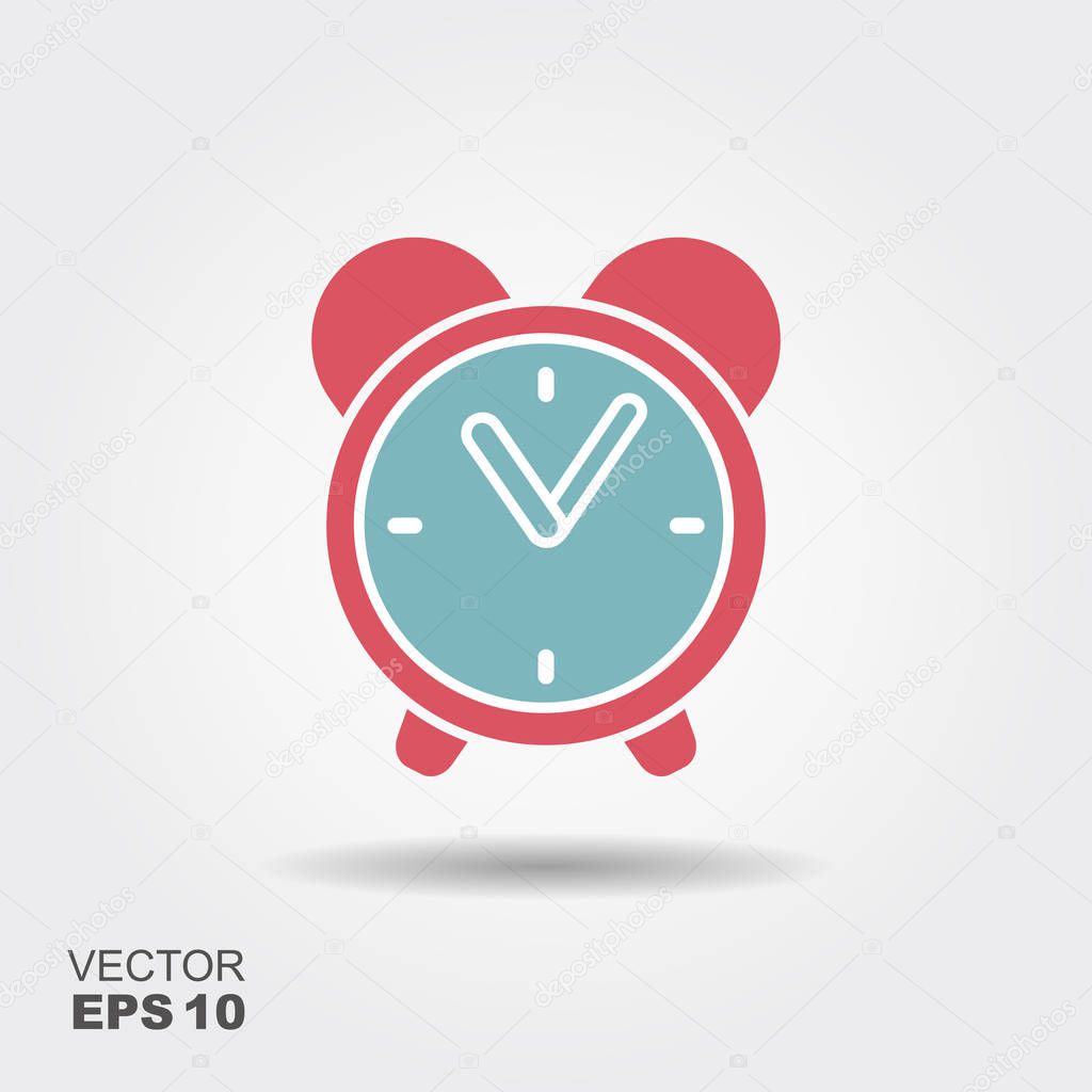 Simple vector icon of alarm clock. Flat logo