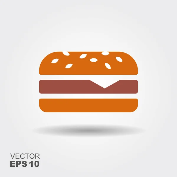 Ícone de sanduíche de hambúrguer plana — Vetor de Stock