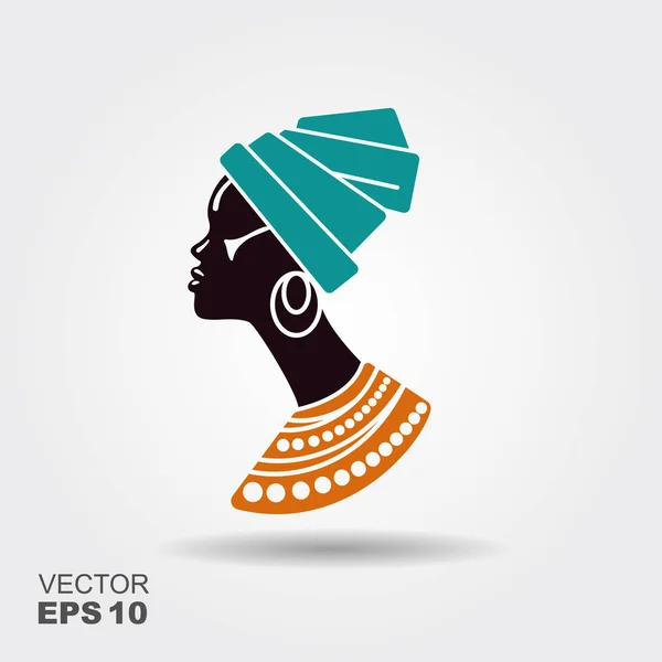 Álló tájolás hagyományos turbán-gyönyörű afrikai nő — Stock Vector