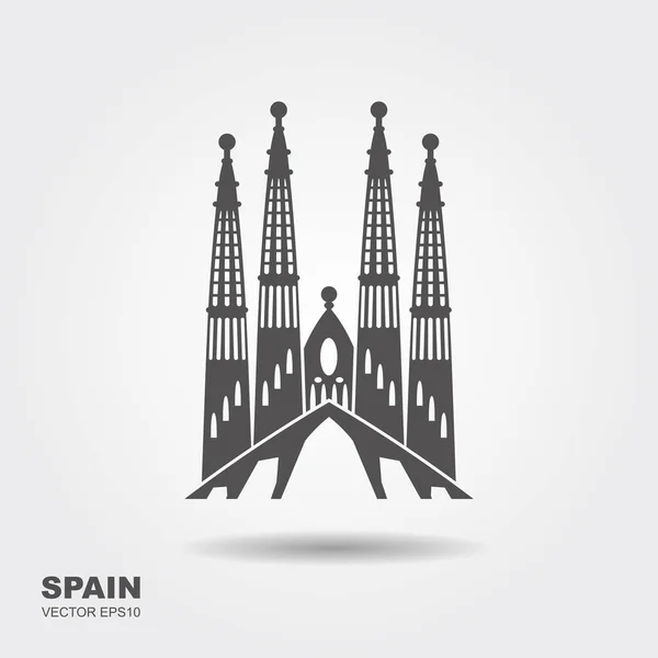 Symbool Van Barcelona Sagrada Familia Platte Gestileerde Pictogram — Stockvector