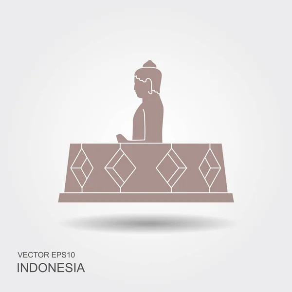 Borobudur Antik Tapınak Endonezya Simgesel Yapı Simge Vektör — Stok Vektör