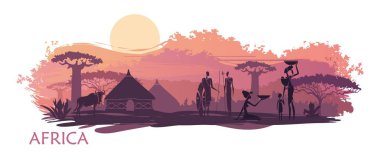 Arka plan manzara Güney Afrika ile. Arka plan manzara Güney Afrika ile. Vektör çizim