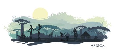 Arka plan manzara Güney Afrika ile. Vektör çizim
