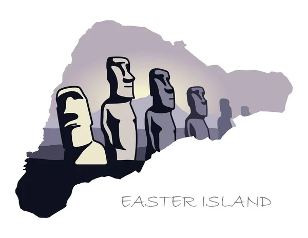 Map of Easter island with the image of attractions.