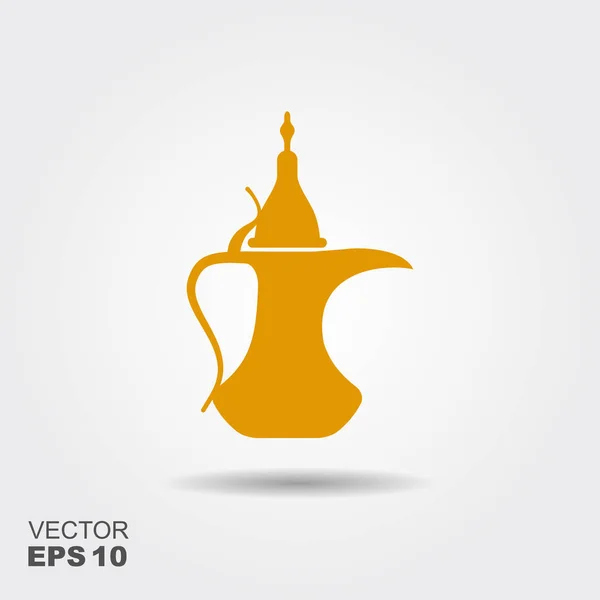 Traditionelle arabische Kaffeekanne. flaches Vektorsymbol — Stockvektor