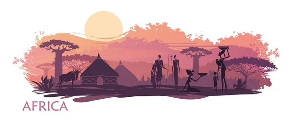 Contexte avec le paysage de l'Afrique du Sud. Contexte avec le paysage de l'Afrique du Sud. Illustration vectorielle — Image vectorielle