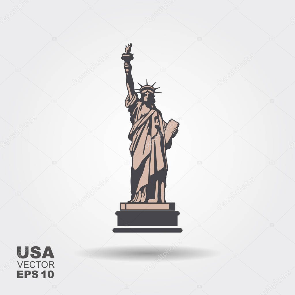Isolated statue of liberty on white background. Flat style. Vector illustration