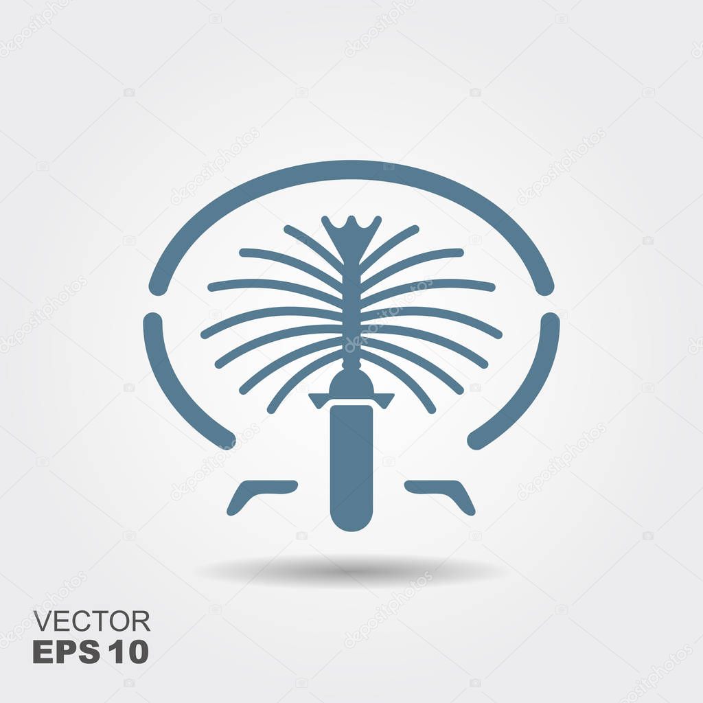 Palm Jumeirah Island. United Arab Emirates. The symbol of Dubai. Flat Icon