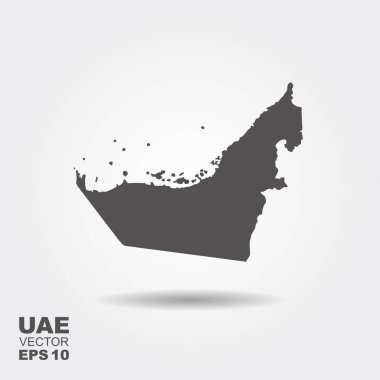 Birleşik Arap Emirlikleri harita beyaz arka plan üzerinde. Vektör düz simgesi