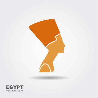 Mısır siluet simge. Kraliçe Nefertiti. Vektör portre profil rwhite arka plan üzerinde izole..