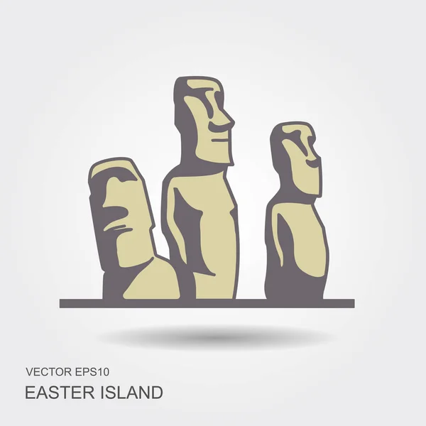 Easter Island Statues Vector Illustrarion Flat Icon — Stock Vector