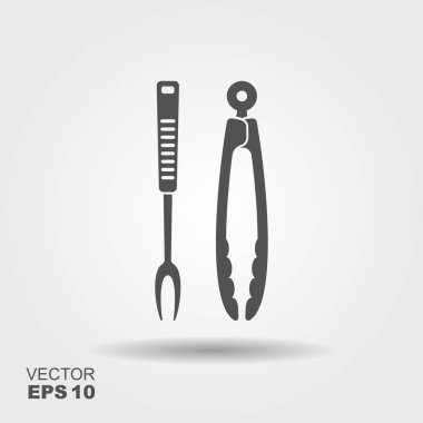 Beyaz arka plan üzerinde izole kesiciler simgesi. Spatula ve maşa simgesi