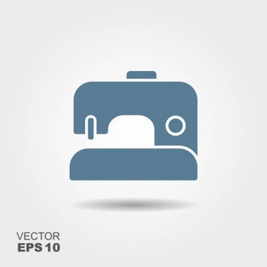 Düz dikiş makinesi simgesini, siluet vektör işareti. Vektör çizim