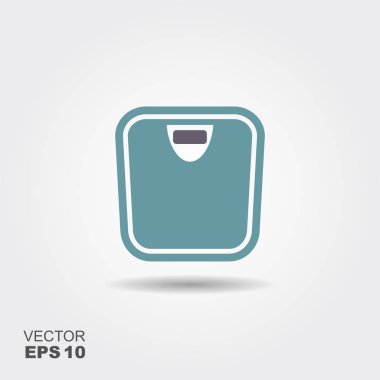 Banyo ağırlık ölçek simgesi düz tarzı gri arka plan üzerinde izole.