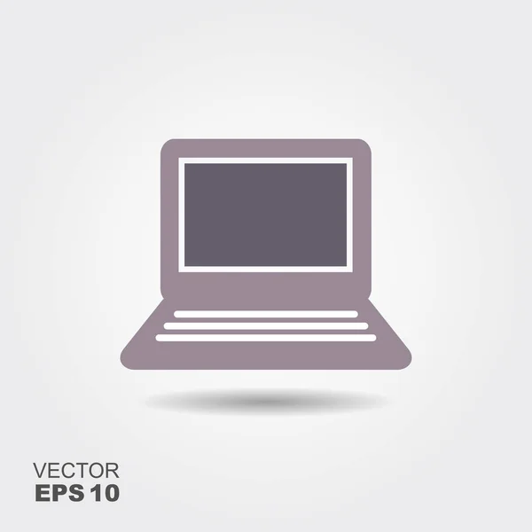 Laptop-Symbol im flachen Stil isoliert auf grauem Hintergrund. — Stockvektor