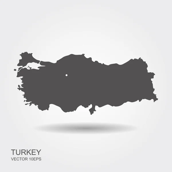 Turkey Map Flat Icon Shadow Vector Illustration — Stock Vector
