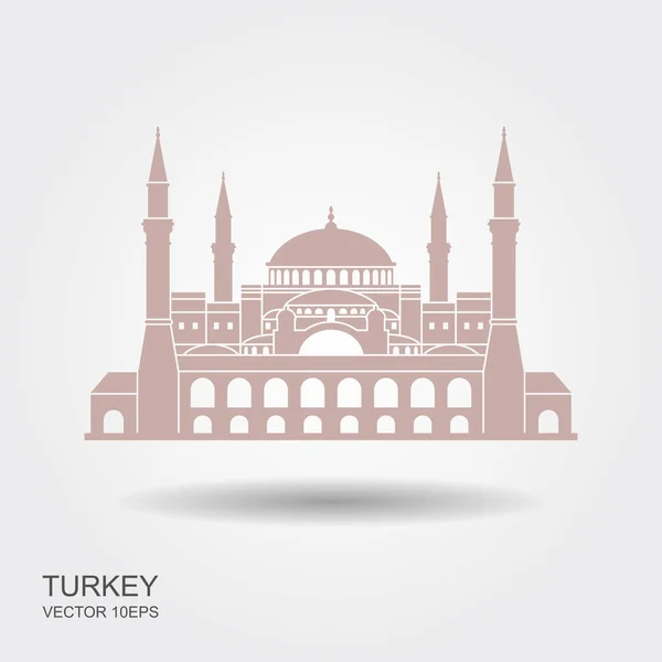 Santa Sofía Estambul Turquía Vector Ilustración Icono Plano Con Sombra — Archivo Imágenes Vectoriales