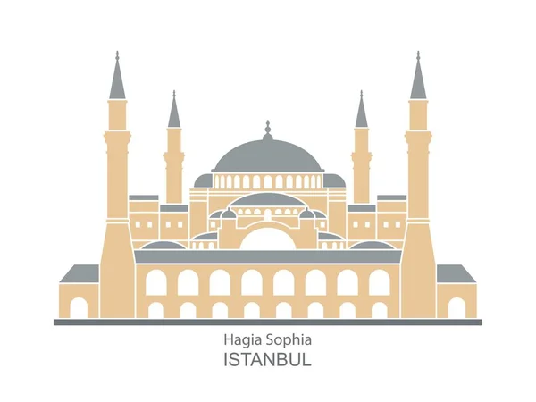 位于土耳其伊斯坦布尔的圣索菲亚大教堂 插图平面图标 — 图库矢量图片