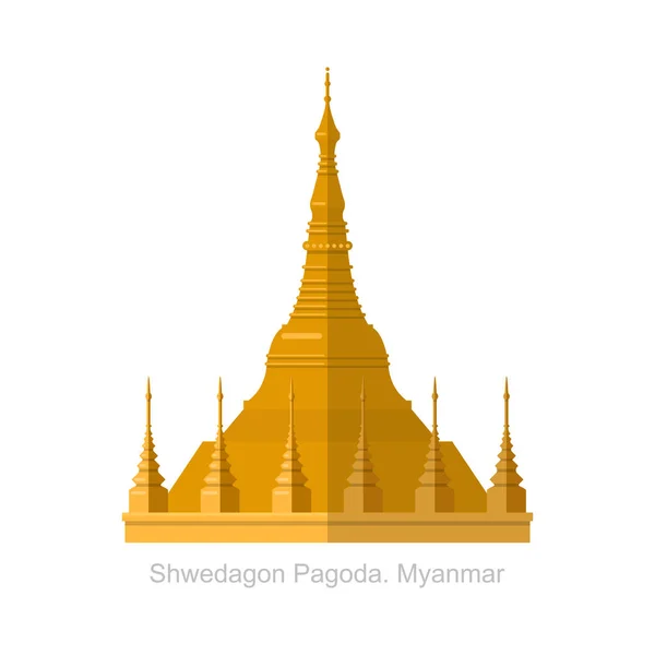 Shwedagon Pagoda i Yangon, Myanma symbolikon — Stock vektor