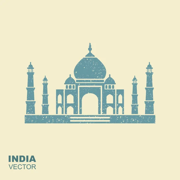 Taj Mahal silueta plochý ikona s odírání efekt — Stockový vektor