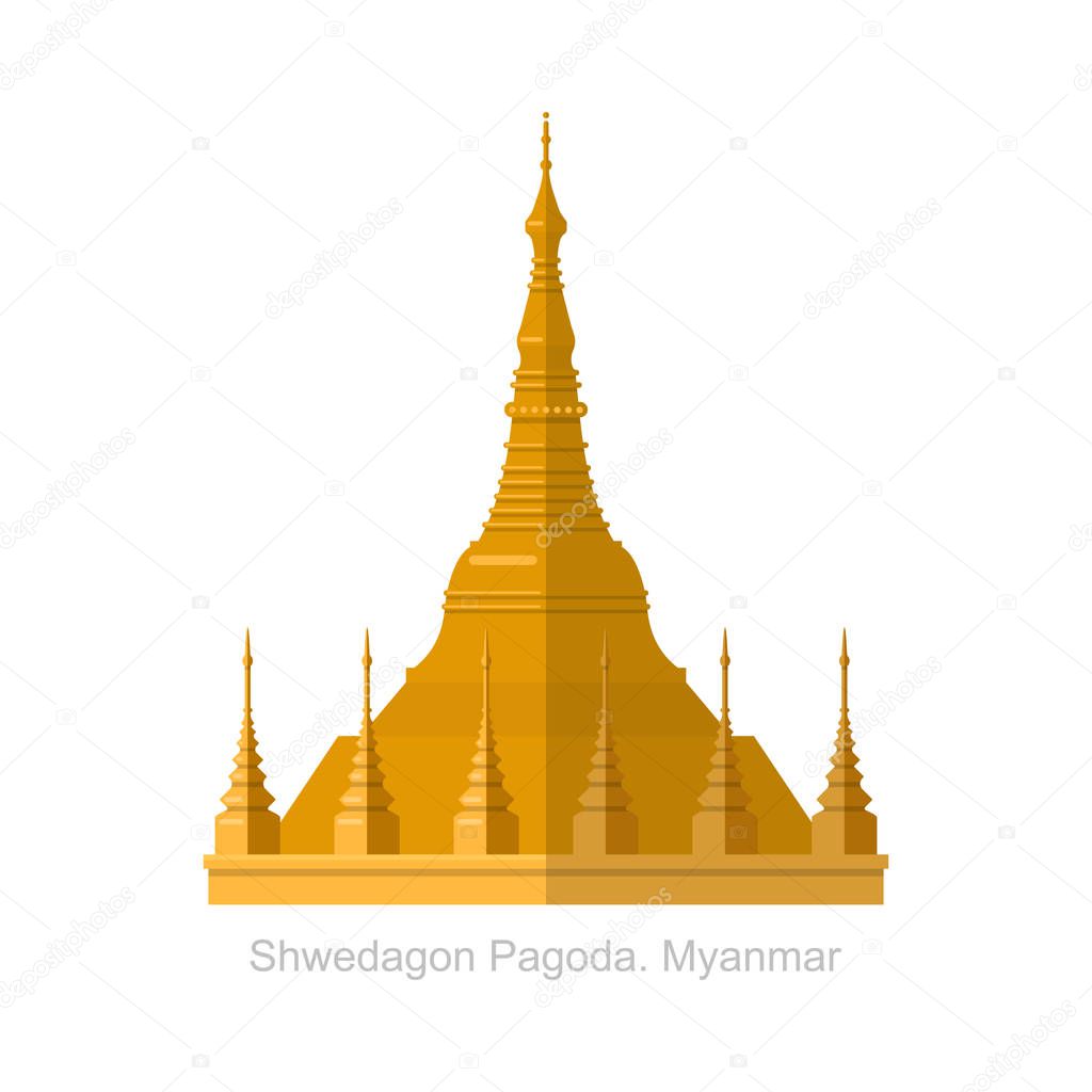 Shwedagon Pagoda in Yangon, Myanma symbol icon