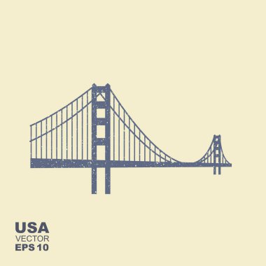 Golden Gate Bridge simgesini scuffed etkisi ile düz tarzında