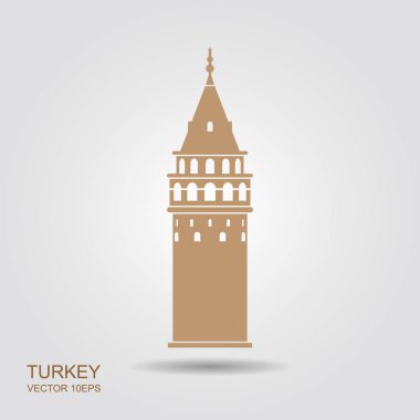 Istanbul ve Türkiye'de sembolü. Galata Kulesi vektör düz simgesi