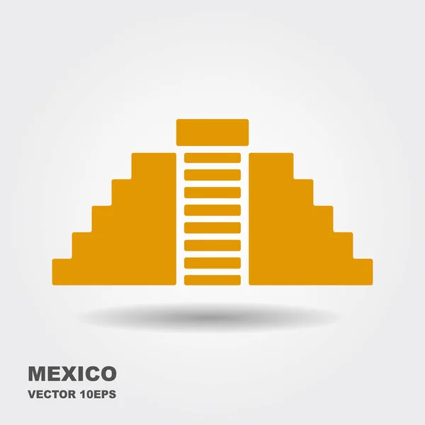 Vector flat Icon of Chichen Itza, Mexico. Isolated on white background. — Stock Vector