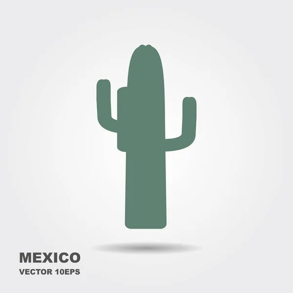 멕시코 선인장입니다. 그림자와 함께 양식된 플랫 아이콘 — 스톡 벡터