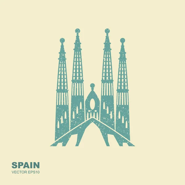 Символ Барселоны, Sagrada Familia. Стилизованная плоская икона — стоковый вектор