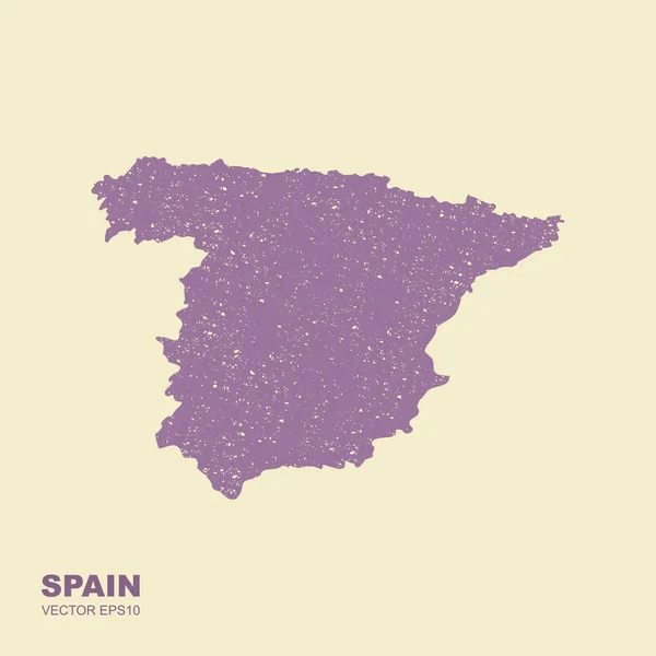 Mapa da Espanha. Ícone de vetctor em estilo plano com efeito arranhado —  Vetores de Stock