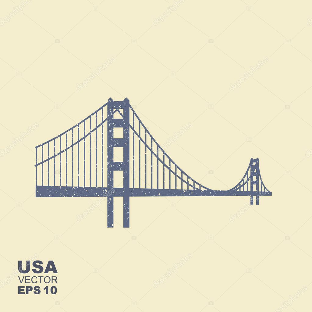 Golden Gate Bridge isolated vector illustration San Francisco California United States of America