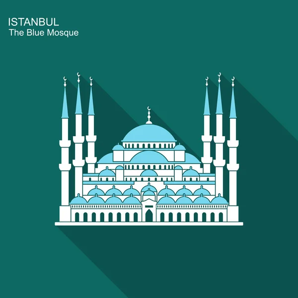 A Mesquita Azul, Istambul, Turquia. Ícone plano —  Vetores de Stock
