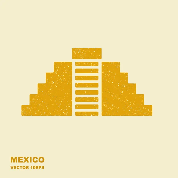 Vector flat Icono de Chichén Itzá, México. Ilustración con efecto rayado — Archivo Imágenes Vectoriales