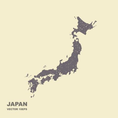 Japonya vektör harita. Scaffed etkisi ile düz simgesi