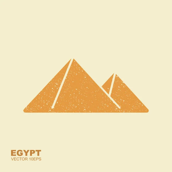 Mısır piramitleri sembol simge tasarım vektör. Vektör simge scuffed etkisi ile — Stok Vektör