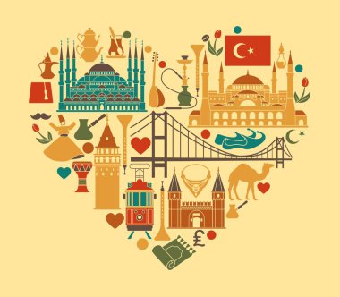 Kalp şeklinde Türkiye'nin geleneksel turizm sembolleri