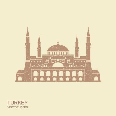 Ayasofya Müzesi, Istanbul, Türkiye. Vektör, illüstrasyon. Scuffed etkisi ile düz simgesi