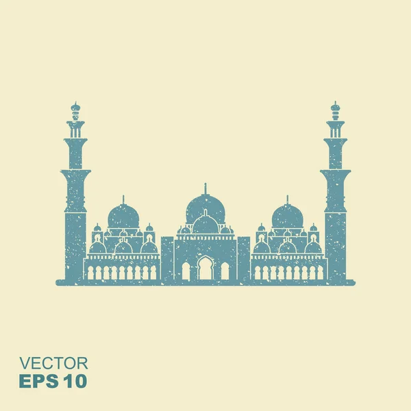 Diseño Plano Gran Mezquita Sheikh Zayed Abu Dhabi Icono Plano — Vector de stock