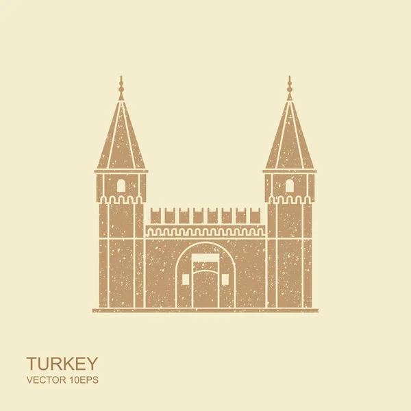 Topkapi Palace Gate Salutation Istanbul Turkey Flat Icon Scuffed Effect — Stock Vector