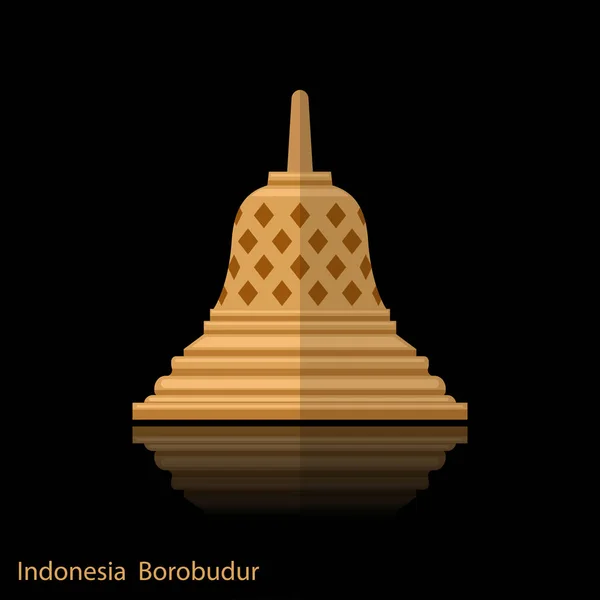 Borobudur Ősi Templom Indonézia Landmark Ikon Tükörképe — Stock Vector