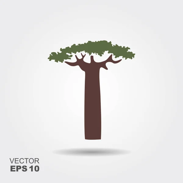 Silhouette Baobab Baum Ikone Flachen Stil Mit Schatten — Stockvektor